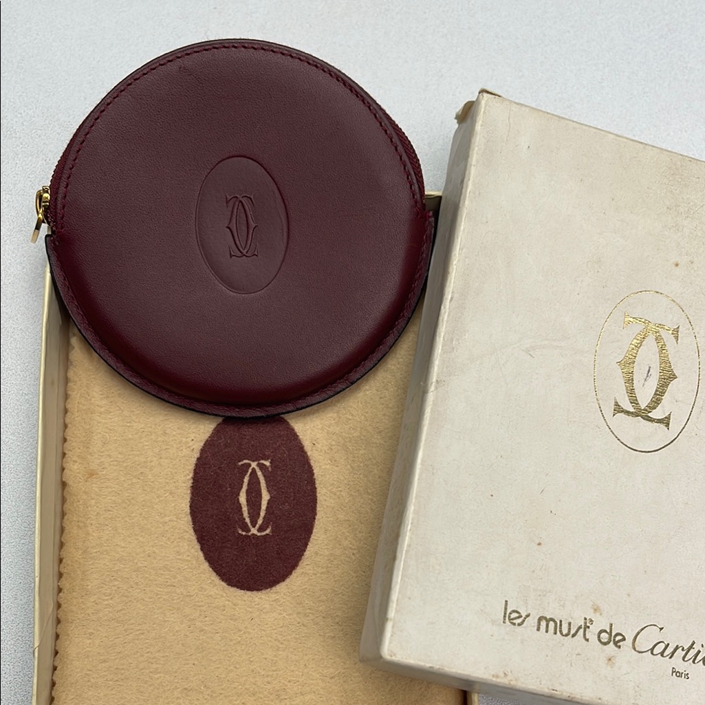 Authentic Cartier Leather Vintage Coin Case  Cartier Box